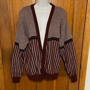 Vintage Michael Gerald Mens 3 Button Cardigan Grandpa Core Burgundy Size Large